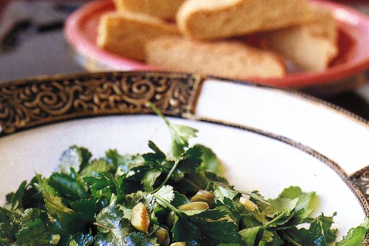 Cooking Salads Morrocan flatbread with salad and ras el hanout