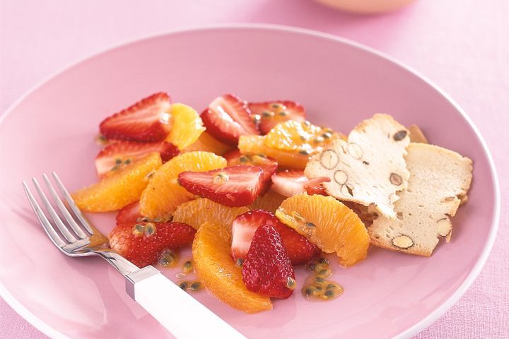 Cooking Salads Orange, strawberry and passionfruit salad
