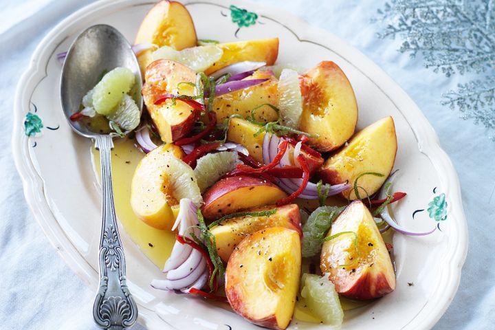 Cooking Salads Peach, lime & chilli salad