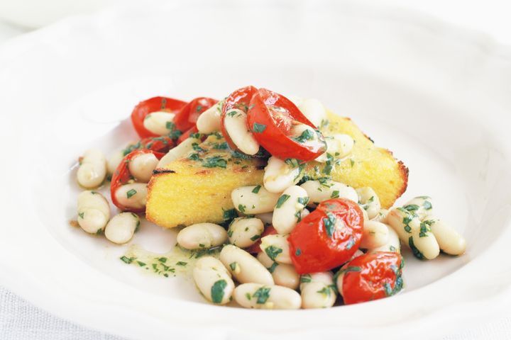 Cooking Salads Polenta with white bean salad