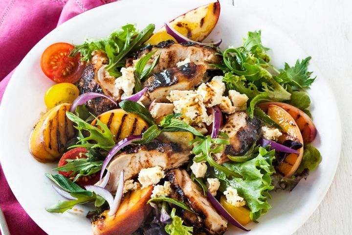 Cooking Salads Portuguese chicken, peach and feta salad