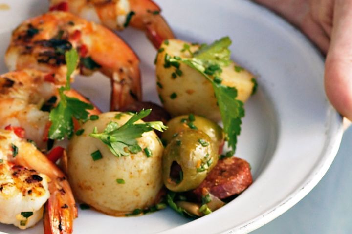 Cooking Salads Potato, chorizo & olive salad