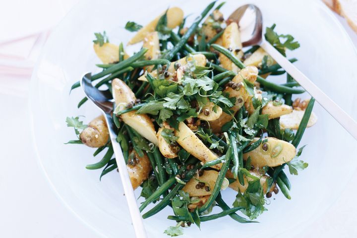 Cooking Salads Potato, green bean and caper salad with walnut dressing