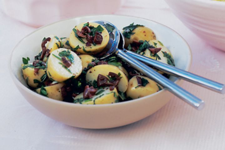 Cooking Salads Potato, mint & olive salad