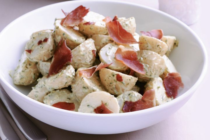 Cooking Salads Potato and prosciutto salad with aioli