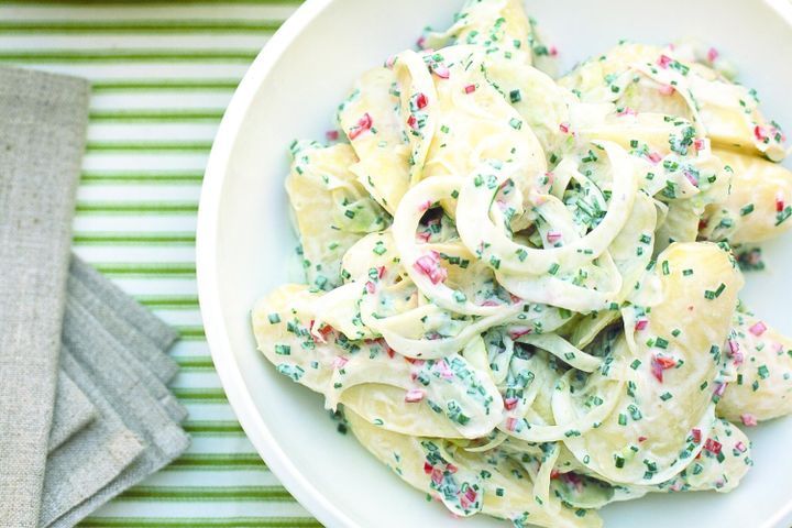 Cooking Salads Potato & fennel salad with chilli yoghurt dressing