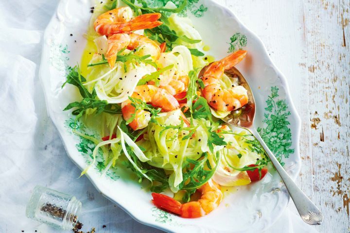 Cooking Salads Prawn, fennel and rocket salad