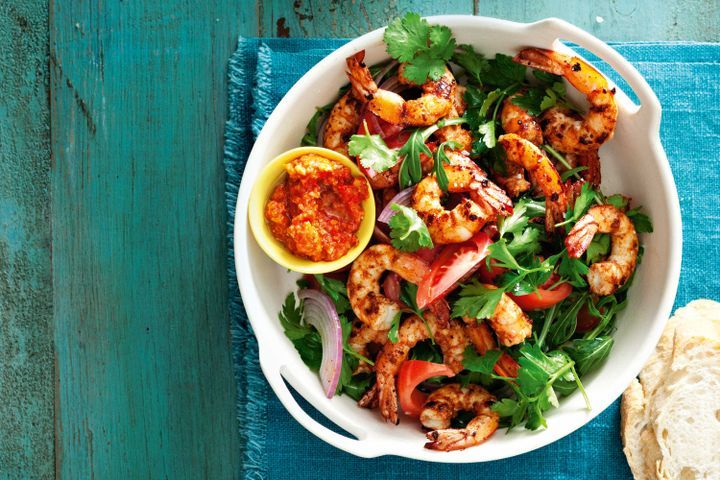 Cooking Salads Prawn and romesco salad