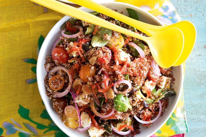 Cooking Salads Quinoa and tomato salad with spiced lemon dressing