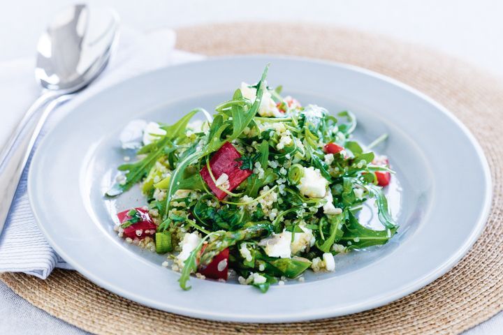 Cooking Salads Quinoa salad with asparagus and feta