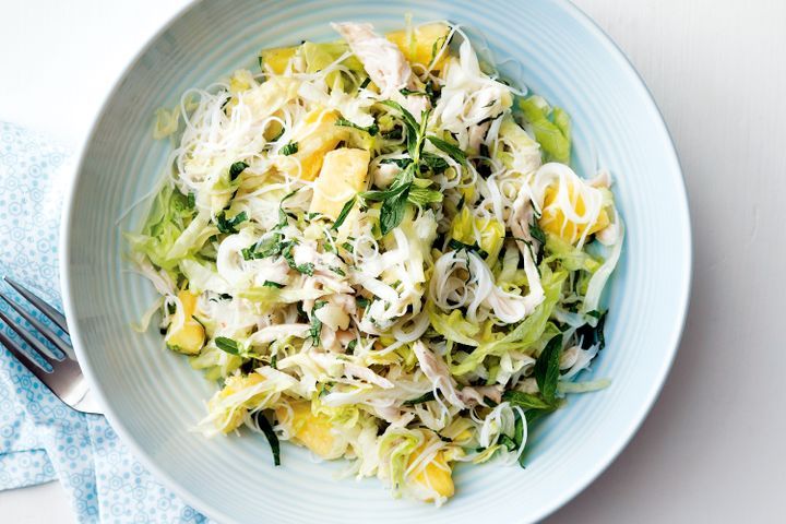 Cooking Salads Rice noodle, chicken and pineapple salad