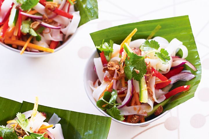 Cooking Salads Rice noodle and vegetable salad