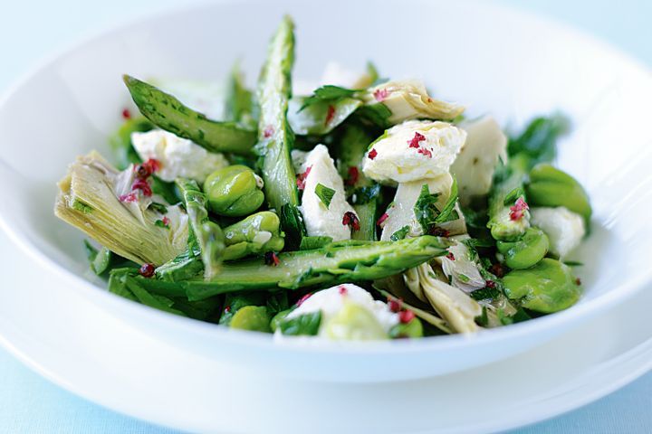Cooking Salads Ricotta, asparagus & broad bean salad