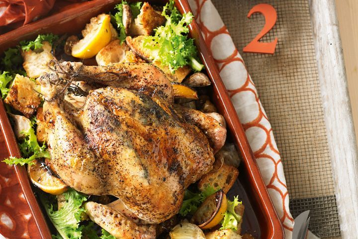 Cooking Salads Roast chicken with bread salad