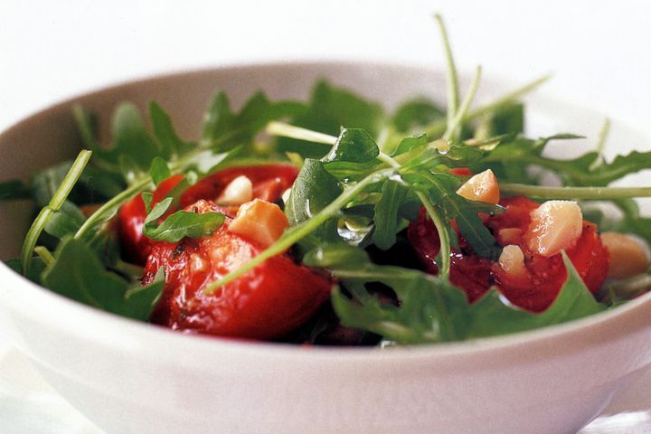 Cooking Salads Roast tomato, wild rocket & macadamia salad