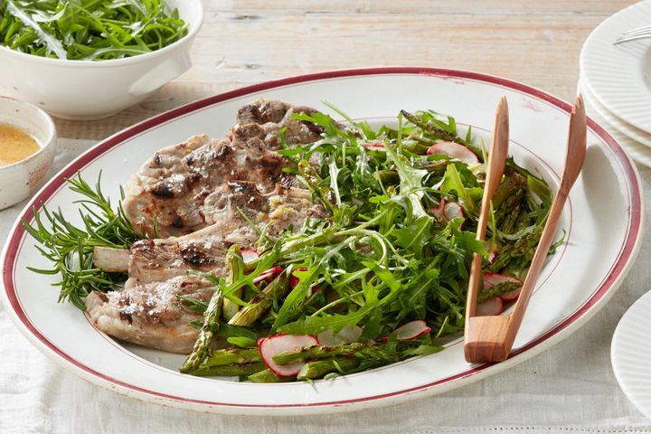 Cooking Salads Rosemary lamb chops with rocket salad