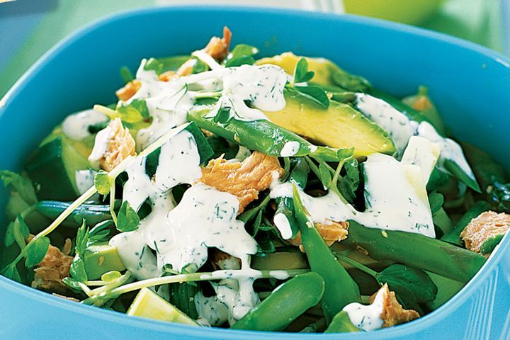 Cooking Salads Salmon, avocado and asparagus salad