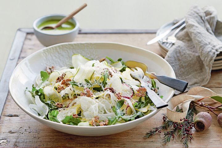 Cooking Salads Shaved vegetable salad with creamy tarragon dressing