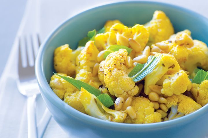 Cooking Salads Spiced cauliflower and mint salad