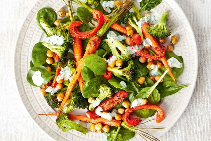 Cooking Salads Spiced roast veg and chickpea salad