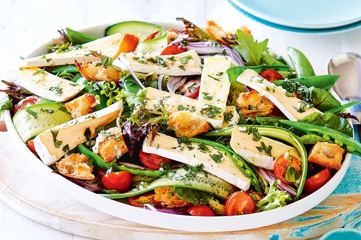 Cooking Salads Spring pea salad with double brie