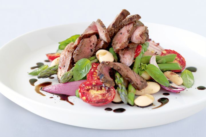 Cooking Salads Steak with butter bean & tomato salad