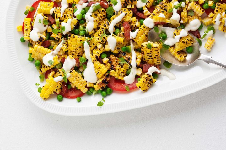 Cooking Salads Succotash salad with aioli dressing