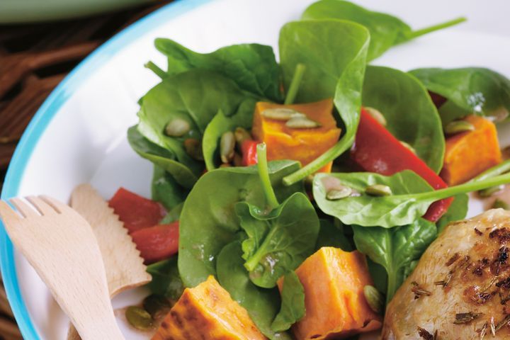 Cooking Salads Sweet potato and spinach salad