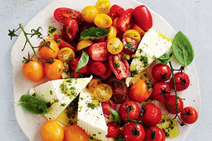 Cooking Salads Tomato salad with preserved lemon dressing