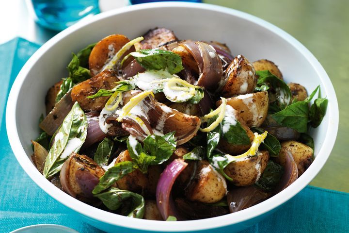 Cooking Salads Tuscan potato, basil & caramelised onion salad