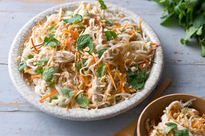 Cooking Salads Vietnamese coconut-poached chicken and rice-noodle salad