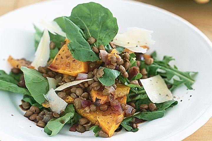 Cooking Salads Warm pumpkin and brown lentil salad