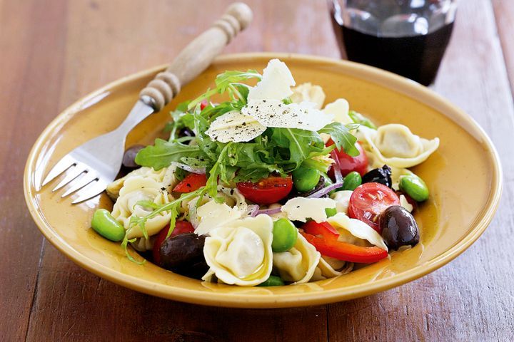 Cooking Salads Warm tortellini, broad bean and artichoke salad