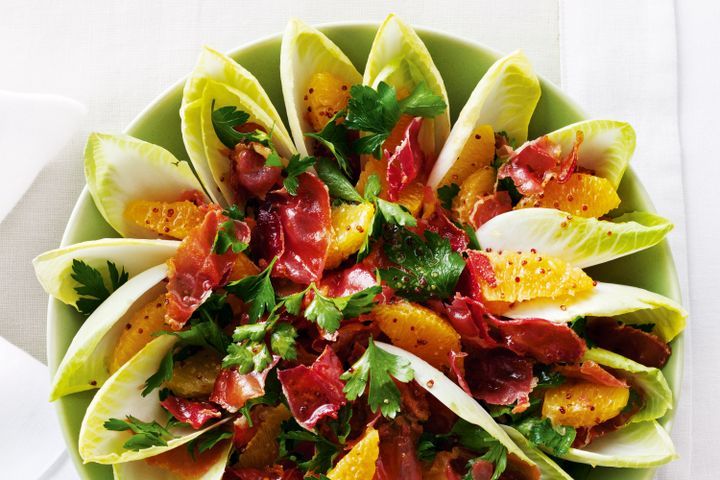 Cooking Salads Warm witlof, prosciutto and orange salad