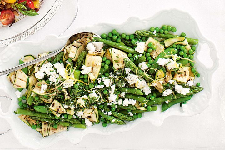 Cooking Salads Warm zucchini, asparagus and lemon minted fetta salad