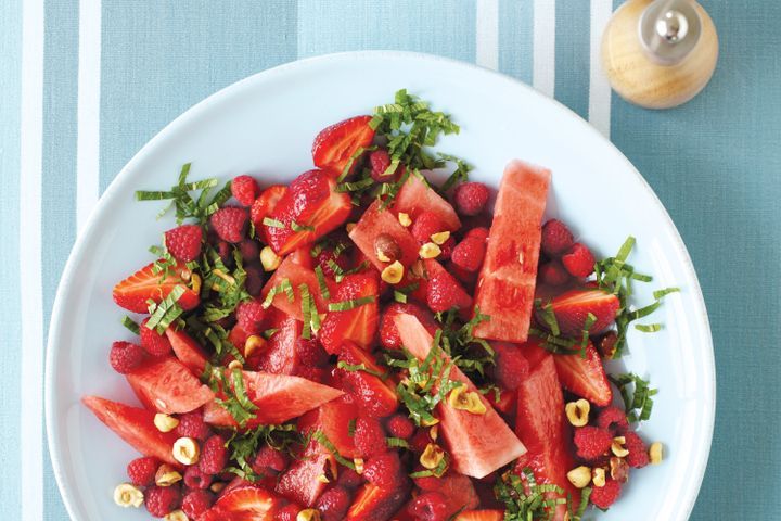 Cooking Salads Watermelon, raspberry & mint salad