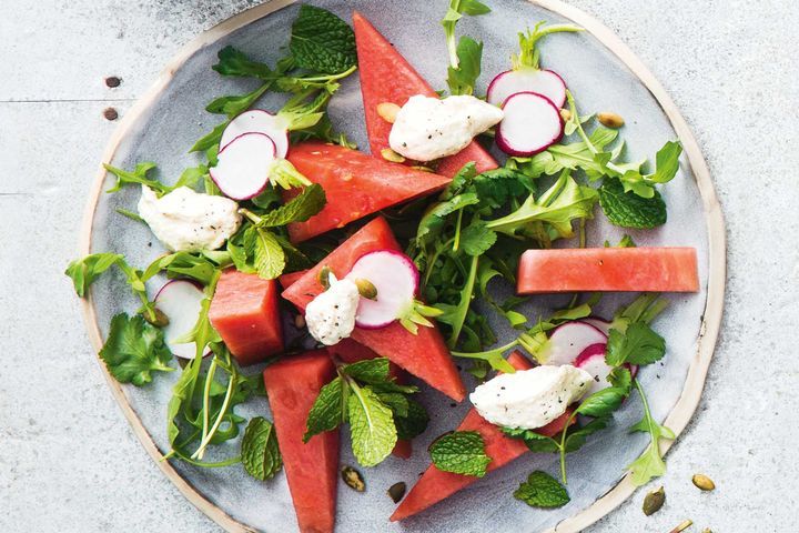 Cooking Salads Watermelon and whipped fetta salad