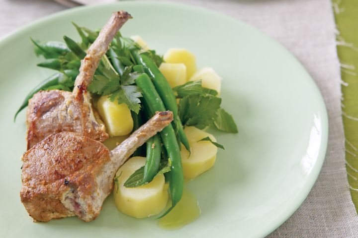 Cooking Salads Yoghurt-marinated lamb with potato & mint salad