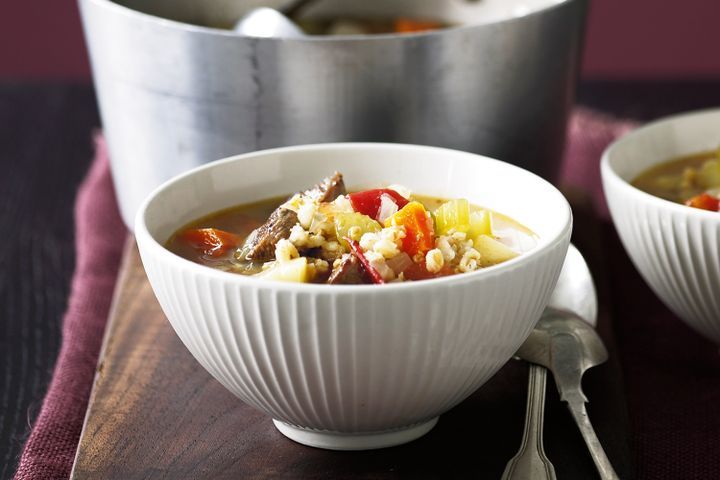 Cooking Soups Beef, barley and vegetable soup