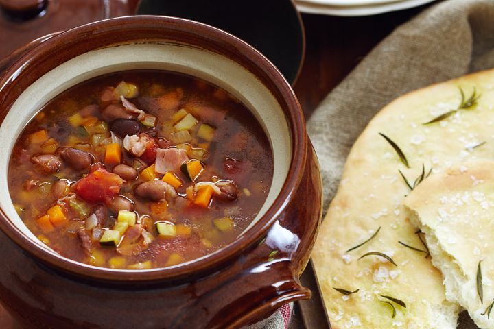 Cooking Soups Borlotti bean and prosciutto soup