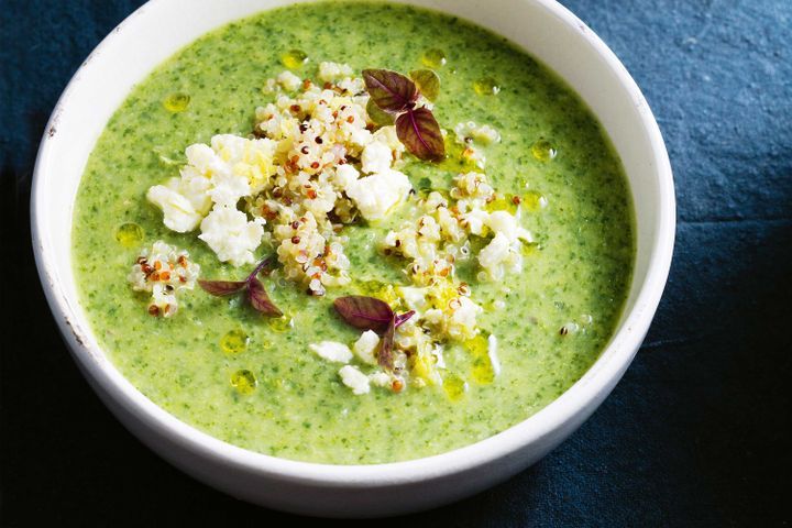 Cooking Soups Broccoli & lemon soup with quinoa & feta