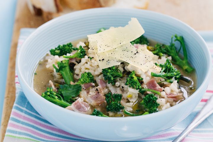 Cooking Soups Broccolini and rice soup