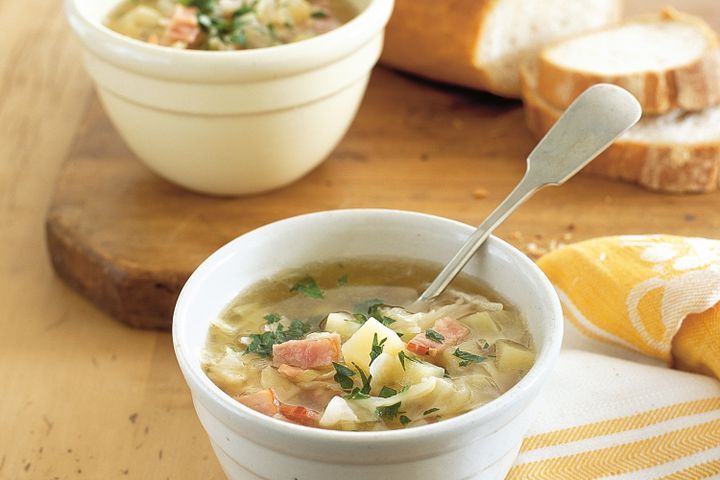 Cooking Soups Cabbage, bacon and potato soup