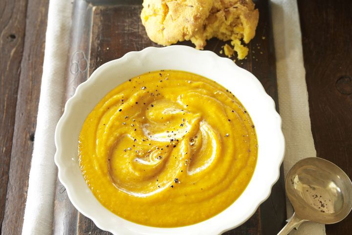 Cooking Soups Carrot and ginger soup with cornbread