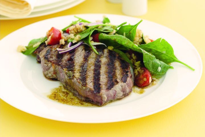Cooking Soups Chargrilled steak with spiced red lentil salad