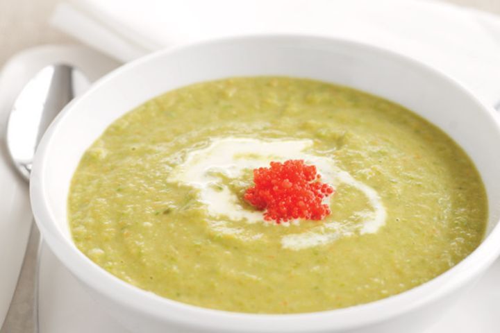 Cooking Soups Chilled asparagus soup with caviar