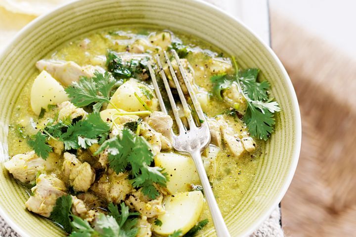 Cooking Soups Coconut chicken curry with coriander pesto
