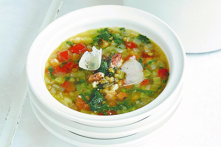 Cooking Soups Lentil, pancetta & spinach soup