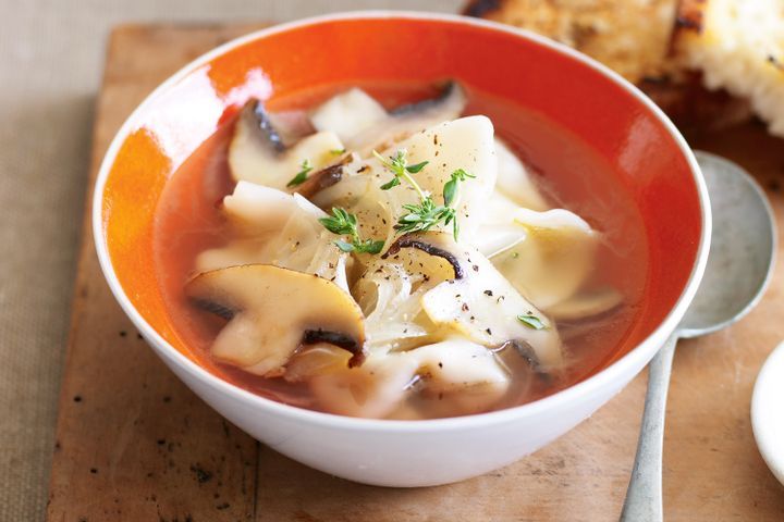 Cooking Soups Mushroom tortellini in broth