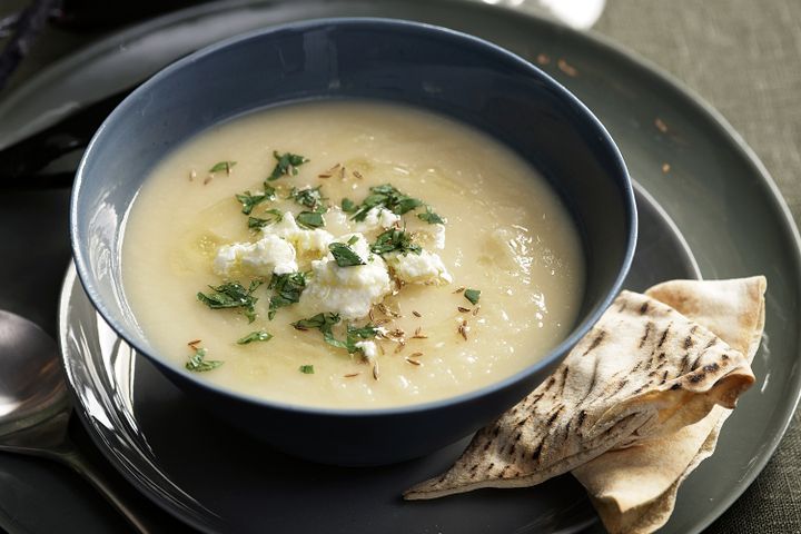 Cooking Soups Parsnip & ginger soup with Persian feta